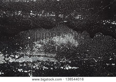Cracked Black And White Paint On Grunge Metal  - Macro 2