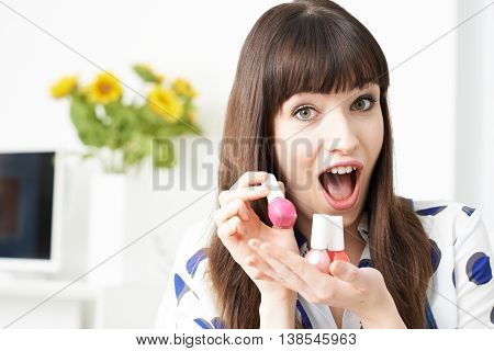 Female Vlogger Presenting Make Up Tutorial Video