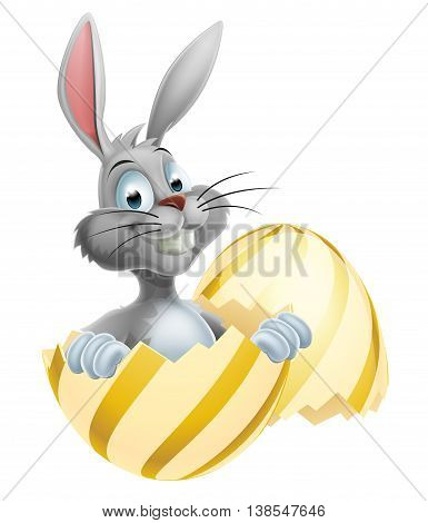 White Easter Bunny In Egg