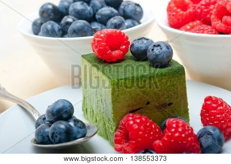 Green Tea Matcha Mousse Cake With Berries