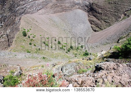 Vesuvius volcano crater. Italy, Naples, near Pompeii.