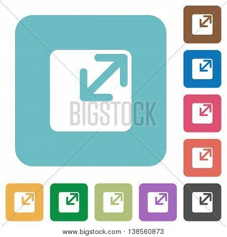 Flat resize window symbol icons on rounded square color backgrounds.