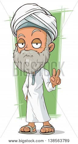 A vector illustration of cartoon old arabian man with beard