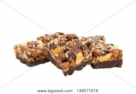 dessert with nuts and raisins isolated on white background