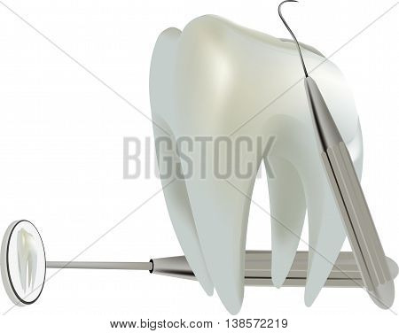 molar tooth with dental accessories symbol molar tooth