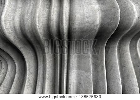 Concrete wall in the shape of a wave. 3d rendering.