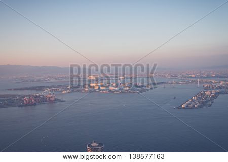 OSAKA, JAPAN - November  30, 2015 : Osaka city view from Umeda sky building, Osaka. View from the top.