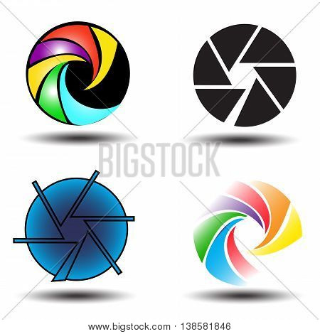 Camera lens shutter isolated on white background