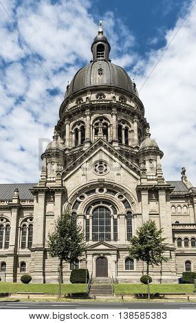 Dome Of The Old Historic Christuskirche Church In Mainz
