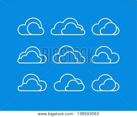 Abstract clouds weather or storage icon collection