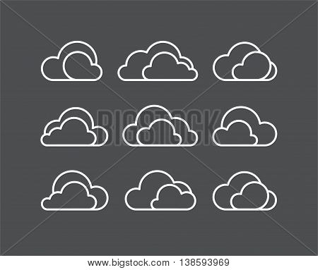 Abstract clouds weather or storage icon collection