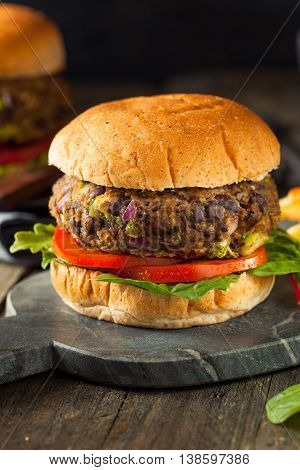 Vegan Homemade Portabello Mushroom Black Bean Burger