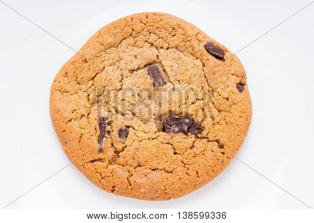 Chocolate chip cookie isolated on white background