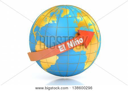 El nino concept 3D rendering isolated on white background