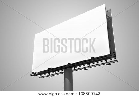 Blank White Billboard On Gray Background. 3D Rendered Illustrati