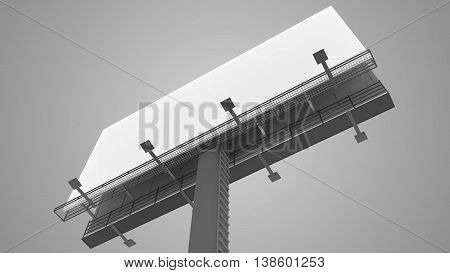 Blank White Billboard On Gray Background. 3D Rendered Illustrati