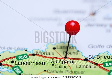 Guingamp pinned on a map of France