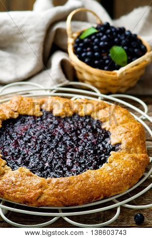 gallet with blueberry. style rustic. selective focus