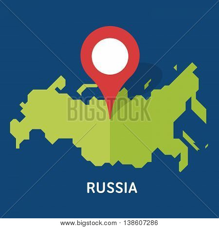 Russian map on white background isolated on blue background. European country. Vector template for website, design, cover, infographics. Graph illustration.