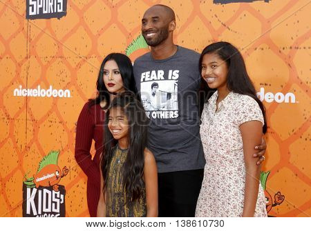 Kobe Bryant, Vanessa Bryant, Gianna Maria Onore Bryant and Natalia Diamante Bryant at the Nickelodeon Kids' Choice Sports Awards 2016 held at the Pauley Pavilion in Westwood, USA on July 14, 2016.