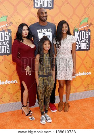 Kobe Bryant, Vanessa Bryant, Gianna Maria Onore Bryant and Natalia Diamante Bryant at the Nickelodeon Kids' Choice Sports Awards 2016 held at the Pauley Pavilion in Westwood, USA on July 14, 2016.
