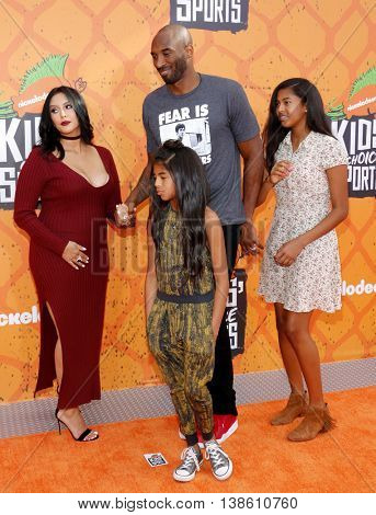 Kobe Bryant, Vanessa Bryant, Gianna Maria Onore Bryant and Natalia Diamante Bryant at the Nickelodeon Kids' Choice Sports Awards 2016 held at the Pauley Pavilion in Westwood, USA on July 14, 2016.