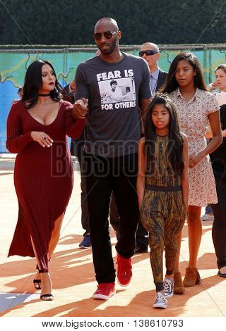 Kobe Bryant, Vanessa Bryant, Gianna Maria Onore Bryant and Natalia Diamante Bryant at the Nickelodeon Kids' Choice Sports Awards 2016 held at the Pauley Pavilion in Westwood, USA on July 14, 2016.