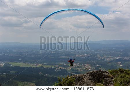 CALDELAS, PORTUGAL - JUNE 4: Paragliding Festival Aboua Cup de Caldelas 2016, in the north of Portugal, 4 June, 2016, Caldelas, Portugal.