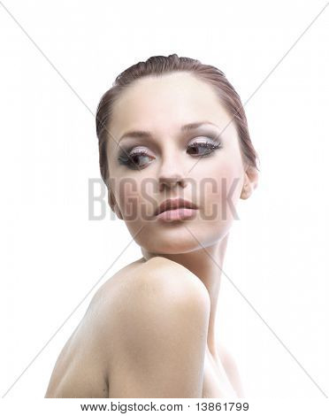 ภาพเหมือนเป็นหญิงสาวสวยที่ได้รับพร้อมสำหรับการบำบัดสปาไฮ คีย์