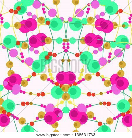 Seamless kids pattern modern texture. Repeating abstract background with beads. Graphic linear waves
