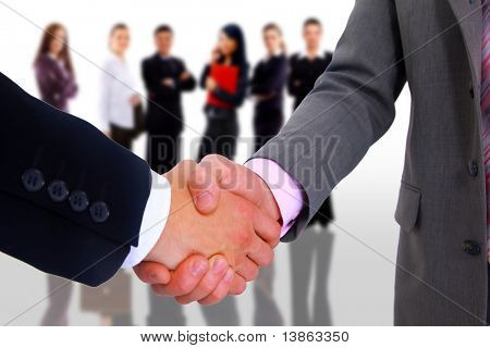 Handshake isolerad på vit bakgrund