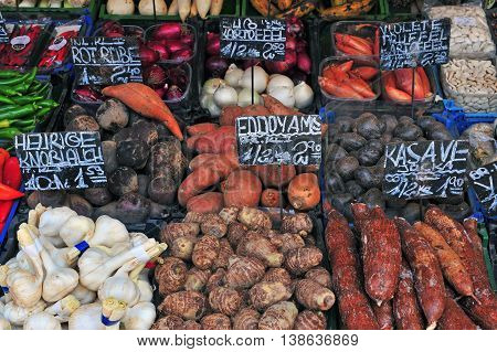 vegetables in the street market Naschmarkt Vienna Austria
