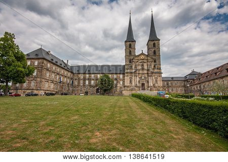 Inside the garden of St. Michael Church in Bamberg