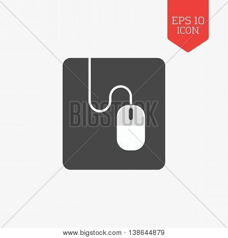 Mouse On Mouse Pad Icon. Flat Design Gray Color Symbol. Modern Ui Web Navigation, Sign.