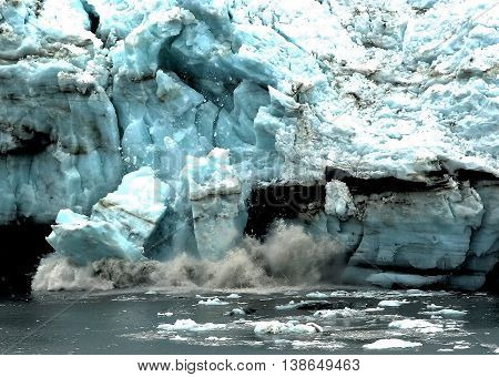 A glacier calving in glacier bay national park Alaska