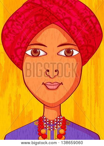 Vector design of Meghalayan Man in traditional costume of Meghalaya, India