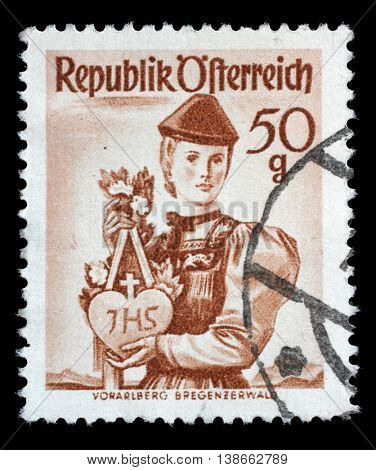 ZAGREB, CROATIA - SEPTEMBER 13: A stamp printed in Austria from the 