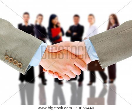 Handshake isolerad på vit bakgrund