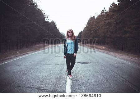 Girl On A Road