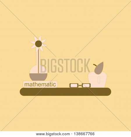 flat icon with thin lines math book table
