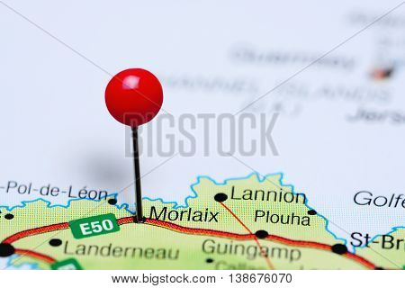 Morlaix pinned on a map of France