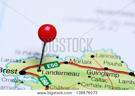 Landerneau pinned on a map of France