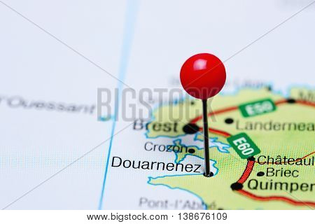 Douarnenez pinned on a map of France