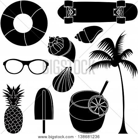 Vector illustration set of summer lovely things issolated