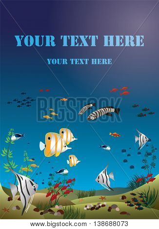 tropical fishes bottom of the ocean - vector illustration