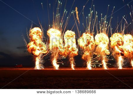 TUZLA,ROMANIA - JULY 02 : pilots performing at Tuzla airshow Aeromania on July 02, 2016 in Tuzla, Romania, the final fireworks show