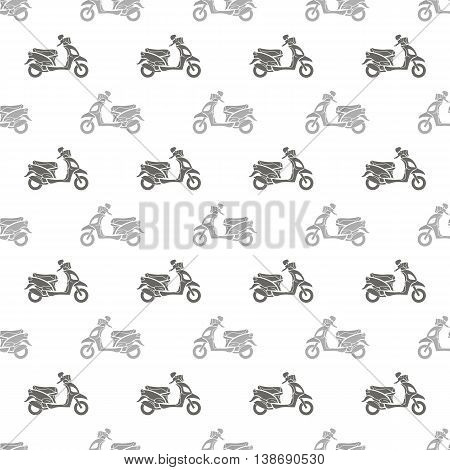 Grey Scooters Isolated on White Background. Seamless Scooter Pattern