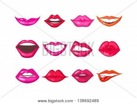 Female lips isolated on white background. Passion makeup mouth.