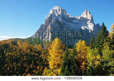 Mt. Pelmo in autumn, Dolomites landscape. Italy