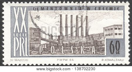 MOSCOW RUSSIA - CIRCA JANUARY 2016: a post stamp printed in POLAND shows a power station Turoszow the series 